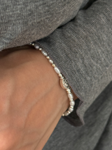 Silver925×天然石|6月誕生石 バロックパール メダイブレスレット(Reeplushハンドメイド)