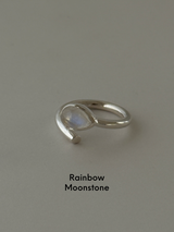 Spiral Stone Ring/Onyx,RainbowMoonStone