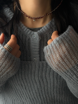 Silver925×天然石|モザンビーク産ガーネット ハートチャーム ネックレス 38.5cm〜43cm(Reeplushハンドメイド)