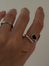 Spiral Stone Ring/Onyx,RainbowMoonStone