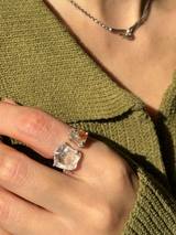 【MOMOMOON】ルチルクォーツ ラフカットリング:フリーサイズ約9〜13号程度 | 天然石・鉱石・パワーストーン