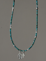 Silver925×天然石|12月誕生石 トルコ石(ターコイズ) ミニチャーム ネックレス 41cm(Reeplushハンドメイド)