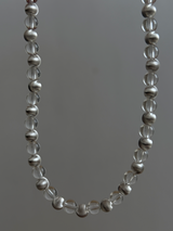 Crystal×silver Ball beads necklace