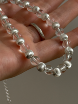 Crystal×silver Ball beads necklace