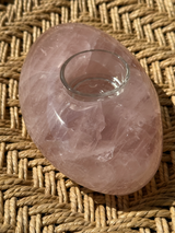 【MOMOMOON】Madagascar Rose quartz Oval candle holder/1.19kg