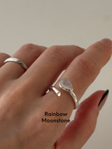 Spiral Stone Ring/Onyx,RainbowMoonStone