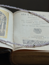 Silver925×天然石|9月誕生石 クンツァイト ミニチャーム ネックレス 41cm(Reeplushハンドメイド)