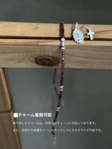 Silver925×天然石|7月誕生石 マダガスカル産ルビー ミニチャーム ネックレス 41cm(Reeplushハンドメイド)