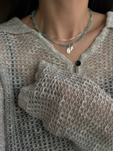 Silver925×天然石|12月誕生石 トルコ石(ターコイズ) ミニチャーム ネックレス 41cmまたは40cm+アジャスター4.5cm(Reeplushハンドメイド)