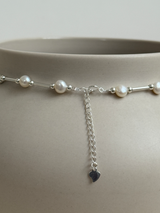 Perl×silver beads Necklace 40cm+4cm