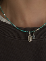 Silver925×天然石|12月誕生石 トルコ石(ターコイズ) ミニチャーム ネックレス(Reeplushハンドメイド)