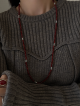 Silver925×天然石|レッドオニキス オペラネックレス/ 約75cm(Reeplushハンドメイド)