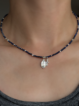 Silver925×天然石|12月誕生石 ラピスラズリ ミニチャーム ネックレス(Reeplushハンドメイド)