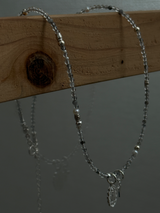 Silver925×天然石|4月誕生石 ダイヤモンドクォーツ ミニチャーム ネックレス 41cm(Reeplushハンドメイド)