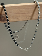 【購入専用】Silver925×天然石|ダルメシアンジャスパー×オニキス 45cm ネックレス(Reeplushハンドメイド)