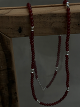 Silver925×天然石|レッドオニキス オペラネックレス/ 約75cm(Reeplushハンドメイド)