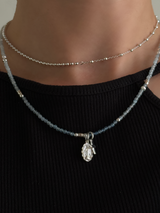 Silver925×天然石|3月誕生石 アクアマリン ミニチャーム ネックレス(Reeplushハンドメイド)