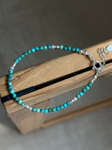 Silver925×天然石|ターコイズ×パール ブレスレット(Reeplushハンドメイド)