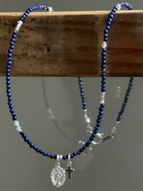 Silver925×天然石|12月誕生石 ラピスラズリ ミニチャーム ネックレス(Reeplushハンドメイド)