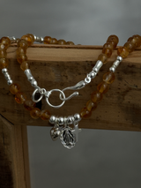 Silver925×天然石|11月誕生石 シトリンチャーム ミニチョーカーネックレス(Reeplushハンドメイド)約36.5cmまたは38cm