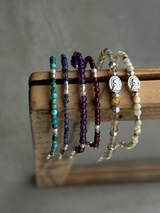 (再入荷)Silver925×天然石|ターコイズ×パール ブレスレット(Reeplushハンドメイド)