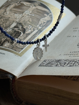 Silver925×天然石|12月誕生石 ラピスラズリ ミニチャーム ネックレス(Reeplushハンドメイド)