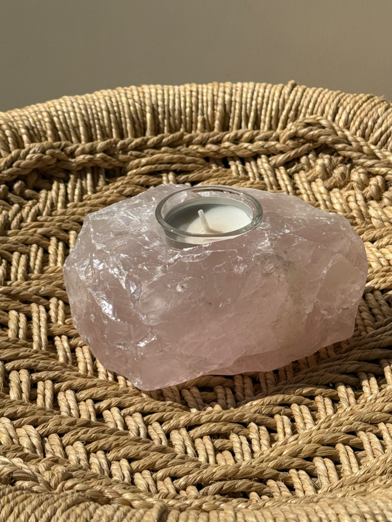 MOMOMOON】マダガスカル産 原石 ローズクォーツ キャンドルホルダー