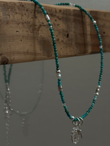 Silver925×天然石|12月誕生石 トルコ石(ターコイズ) ミニチャーム ネックレス(Reeplushハンドメイド)