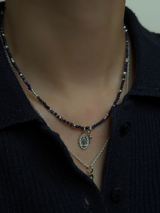 Silver925×天然石|12月誕生石 ラピスラズリ ミニチャーム ネックレス(Reeplushハンドメイド)