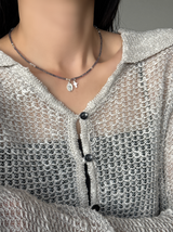 Silver925×天然石|3月誕生石 マダガスカル産アイオライト ミニチャーム ネックレス 41cmまたは40cm+アジャスター4.5cm(Reeplushハンドメイド)宝石質