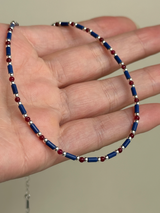 Stone beads necklace -blue-
