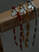 Silver925×天然石|11月誕生石 シトリンチャーム ミニチョーカーネックレス(Reeplushハンドメイド)約36.5cmまたは38cm