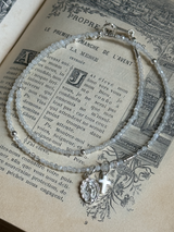 Silver925×天然石|6月誕生石 ムーンストーン ミニチャーム ネックレス 41cmまたは40cm+アジャスター5cm(Reeplushハンドメイド)