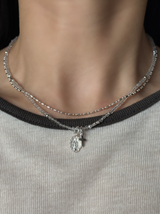 【NEW】Silver925×天然石|11月誕生石 ホワイトトパーズ ミニチャーム ネックレス 41cmまたは40cm+アジャスター4.5cm(Reeplushハンドメイド)