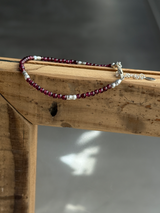 Silver925×天然石|ロードライトガーネット+パール ブレスレット(Reeplushハンドメイド)