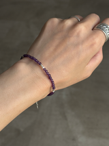 Silver925×天然石|アメジスト×パール ブレスレット(Reeplushハンドメイド)