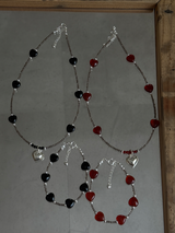 Silver925×天然石|ハート・オニキス×スモーキークォーツ ネックレス(Reeplushハンドメイド)