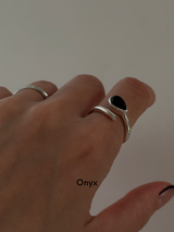 Spiral Stone Ring/Onyx,RainbowMoonStone
