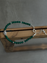 Silver925×天然石|グリーンオニキス・マリア様ブレスレット(Reeplushハンドメイド)