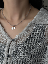 Silver925×天然石|4月誕生石 ダイヤモンドクォーツ ミニチャーム ネックレス 41cmまたは41cm+アジャスター4.5cm(Reeplushハンドメイド)