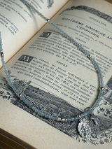 Silver925×天然石|3月誕生石 アクアマリン ミニチャーム ネックレス 41cmまたは41cm+アジャスター4.5cm(Reeplushハンドメイド)