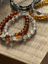 【追加】再入荷 | Silver925×天然石|ヘソナイトとロッククリスタルの2連メダイブレスレット(Reeplushハンドメイド)