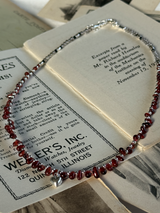 Silver925×天然石|モザンビーク産ガーネット ハートチャーム ネックレス 38.5cm〜43cm(Reeplushハンドメイド)