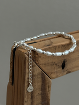 Silver925×天然石|6月誕生石 バロックパール メダイブレスレット(Reeplushハンドメイド)