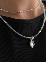 Silver925×天然石|3月誕生石 アクアマリン ミニチャーム ネックレス(Reeplushハンドメイド)