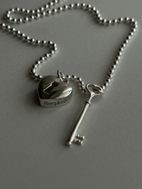 両サイド刻印可能【お好きな刻印お入れします】 Thick Heart padlock&key Pendant top SET