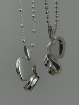 裏面刻印【お好きな刻印お入れします】Black Heart Locket pendant 燻加工仕上げ・軽量