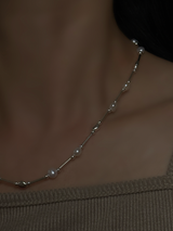 Perl×silver beads Necklace 40cm+4cm