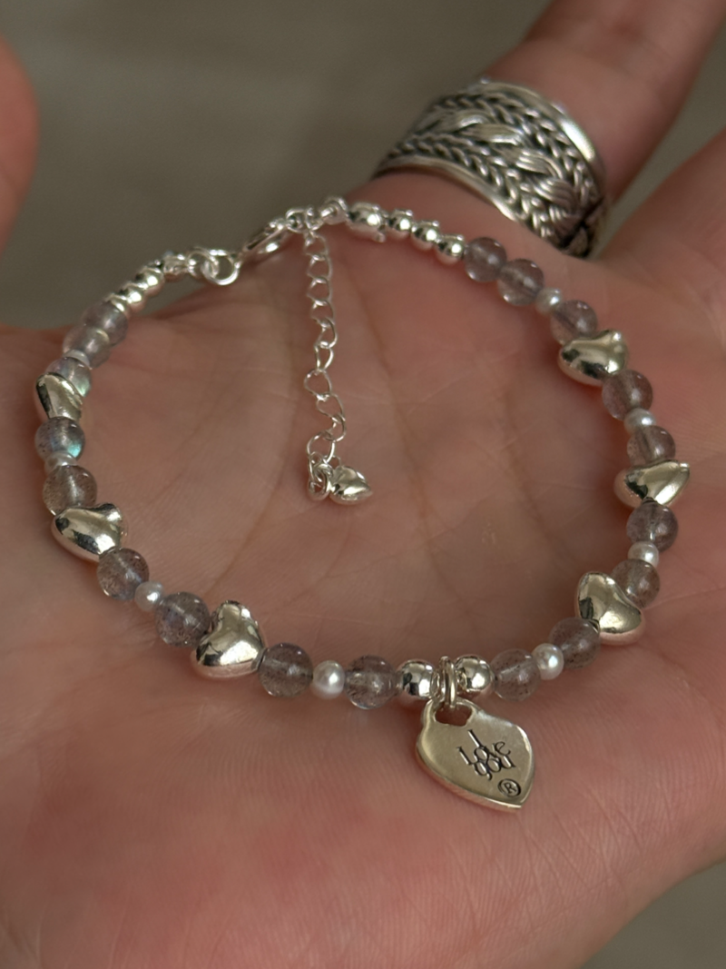 yurika akutsu ガラスハート ブレスレットsilver925 yurika akutsu ガラスハート ブレスレットsilver925