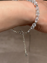 Silver925×天然石|ブラジル産 天然ホワイトトパーズキューブ マリア様ブレスレット17cm+4cm(Reeplushハンドメイド)